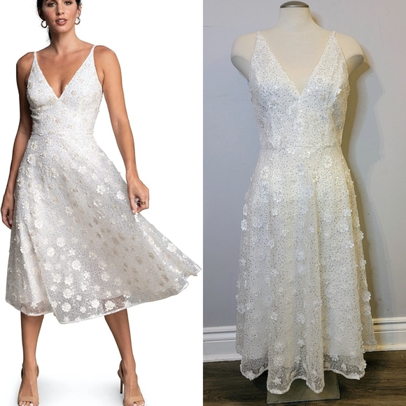 Dress the Population Dresses & Skirts - Dress The Population | Elisa Sleeveless Plunge Neckline Fit and Flare Bridal